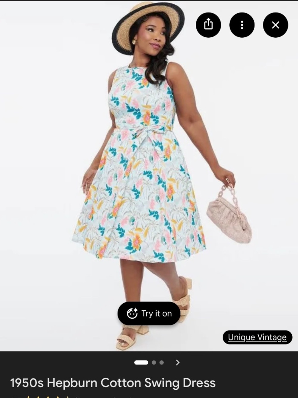 Vintage-Inspired White Floral Cotton Swing Dress